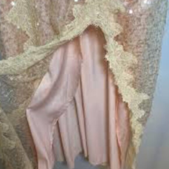 Brand New En Elly Sleeveless V-Neck Lace Sequin Slip Midi Dress - Picture 7 of 14